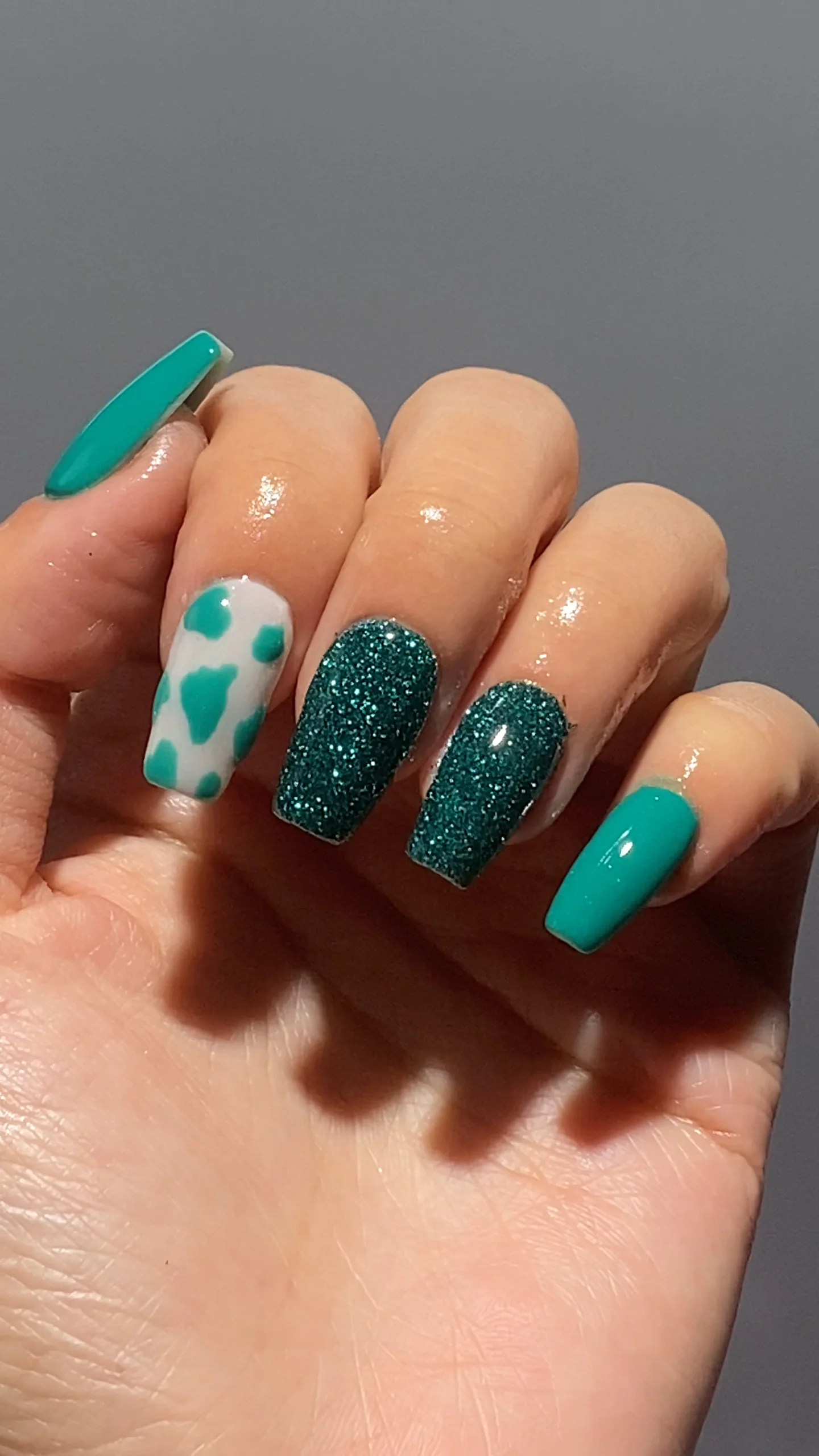 Teal Aurora Cow Print